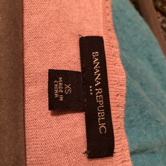 Pink Banana Republic Top Blouse Black V Neck Rhinestone Sash Belted XS - Picture 6 of 9